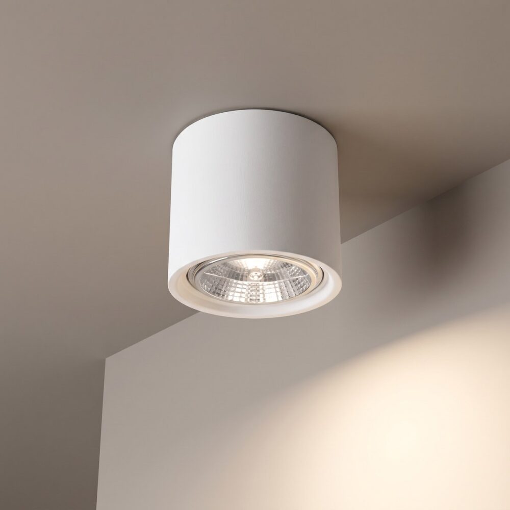 White ceramic cylinder spot ceiling light
