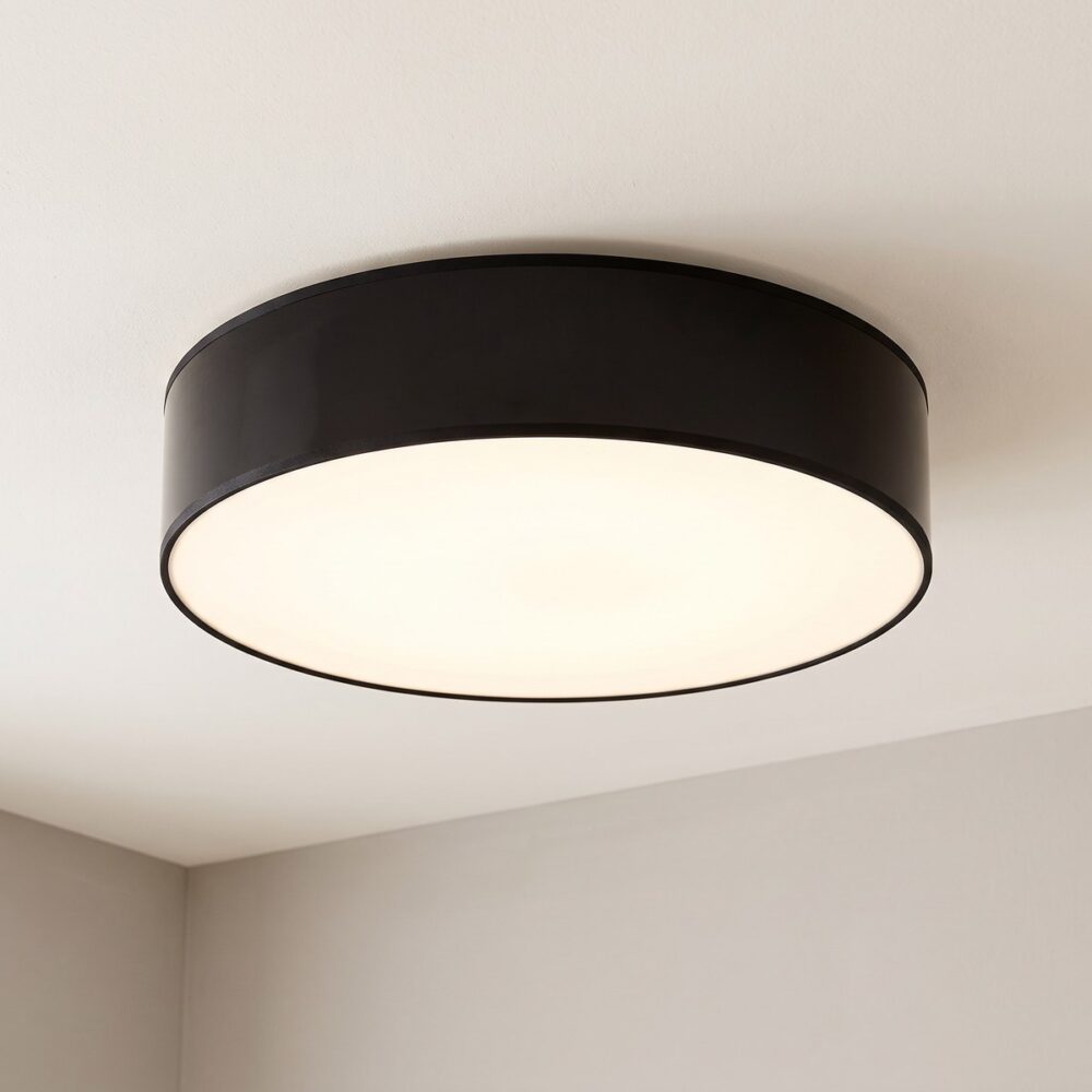 Flat round ceiling light with white diffuser, 55 cm