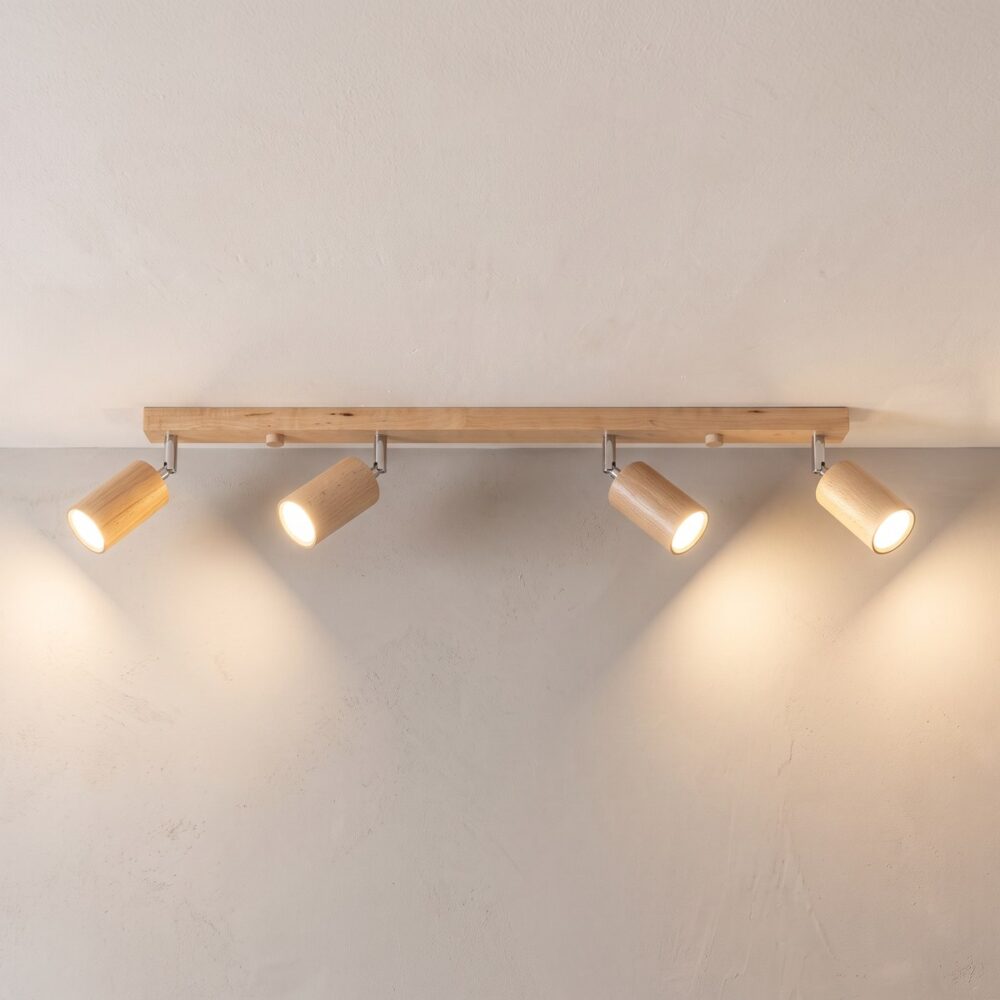 Ceiling light, bar with 4 oak spots