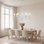 7-arm chandelier in steel, 2 colours