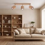 Ceiling light with 3 adjustable oak spots