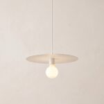 Modern flat disc pendant light in white or black steel
